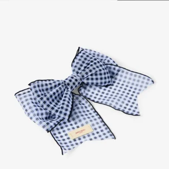 Haarspange mit Schleife Haarspange mit Schleife aus marineblauem Mini-Gingham-Organza