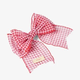 Haarspange mit Schleife Rubinrote Mini-Gingham-Organza-Haarspange mit Schleife