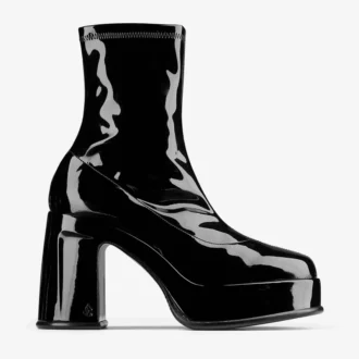 Hadi Stiefeletten 100 Schwarze Stiefeletten aus Stretch-Lackstoff