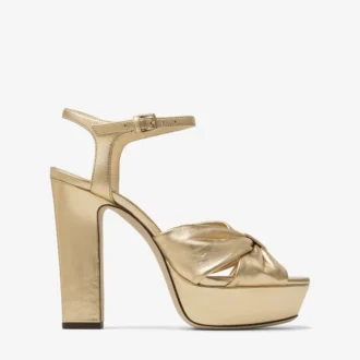 Heloise 120 Plateau-Sandalen aus goldmetallischem Nappaleder
