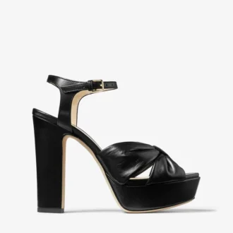 Heloise 120 Plateau-Sandalen aus schwarzem Nappaleder