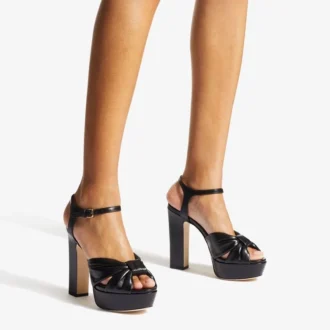 Heloise 120 Plateau-Sandalen aus schwarzem Nappaleder