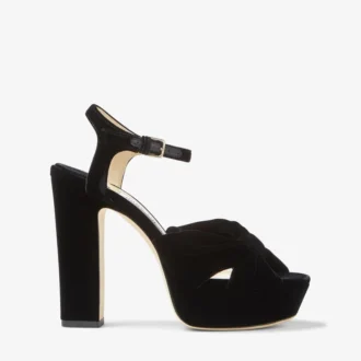 Heloise 120 Plateau-Sandalen aus schwarzem Samt