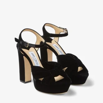 Heloise 120 Plateau-Sandalen aus schwarzem Samt