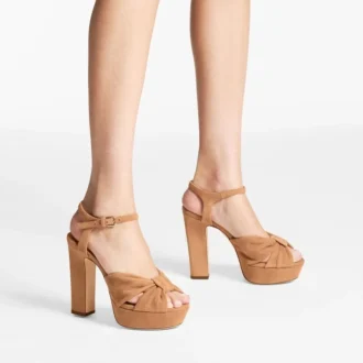 Heloise 120 Toffee-Wildleder-Plateausandalen