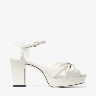 Heloise 80 Latte Plateau-Sandalen aus Nappaleder