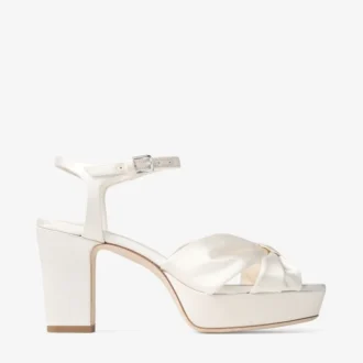 Heloise 80 Sandalen aus elfenbeinfarbenem Satin