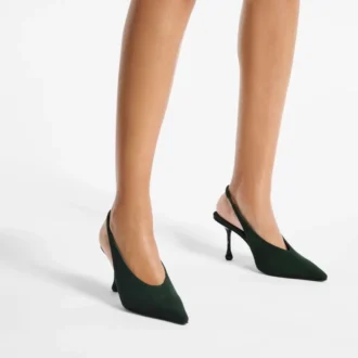 Isa 80 Slingbacks aus britisch-grünem Wildleder mit gepunkteten Absätzen