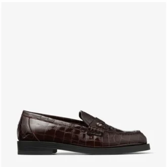 Ivy Loafer Sambuco – Loafer aus glänzendem Leder mit Krokodilprägung