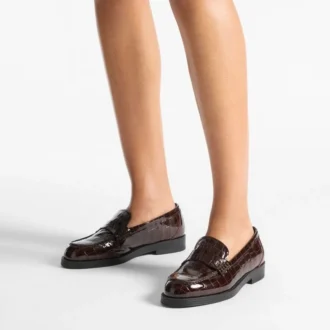 Ivy Loafer Sambuco – Loafer aus glänzendem Leder mit Krokodilprägung