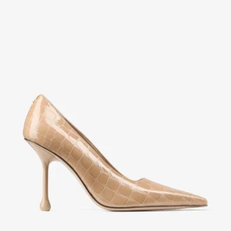 Ixia 95 Chai Pumps aus glänzendem Leder mit Krokodilprägung
