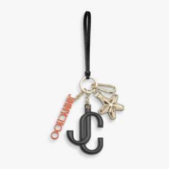 Jc Multi-Anhänger aus schwarzem und orangefarbenem Kalbsleder mit Stern-Logo