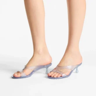 Jelly Drop 50 Silberne Glitzer-Jelly-Sandalen