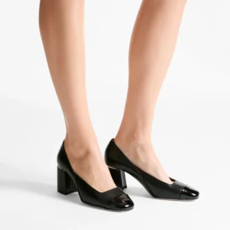 Jenson 65 Pumps aus schwarzem Lackleder und Nappaleder