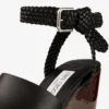 Jori 100 Schwarze Keilabsatzschuhe aus glänzendem Kalbsleder und glänzendem Kork