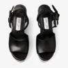 Jori 100 Schwarze Keilabsatzschuhe aus glänzendem Kalbsleder und glänzendem Kork