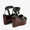Jori 100 Schwarze Keilabsatzschuhe aus glänzendem Kalbsleder und glänzendem Kork