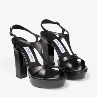 Kesia 120 Schwarze Ledersandalen