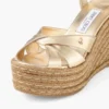 Korra 100 Keilabsatzsandalen aus goldmetallischem Nappaleder