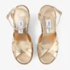 Korra 100 Keilabsatzsandalen aus goldmetallischem Nappaleder