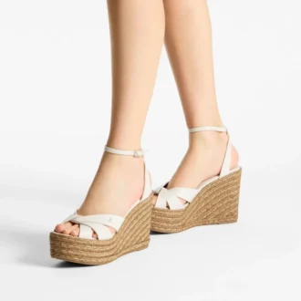 Korra 100 Keilabsatzsandalen aus Latte-Nappaleder