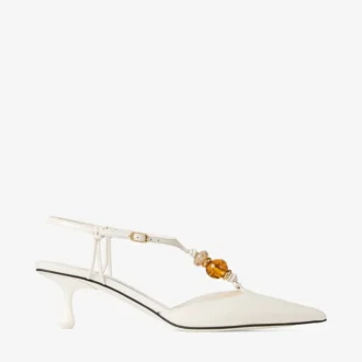 Lauri 50 Latte Mix Slingbacks aus Nappaleder mit Perlen