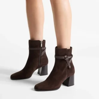 Lawton Stiefeletten 65 Stiefeletten aus schokoladenbraunem Wildleder und Kalbsleder