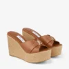 Leda Wedge 100 Mule mit Keilabsatz aus hellbraunem Nappaleder