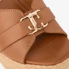 Leda Wedge 100 Mule mit Keilabsatz aus hellbraunem Nappaleder