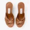 Leda Wedge 100 Mule mit Keilabsatz aus hellbraunem Nappaleder