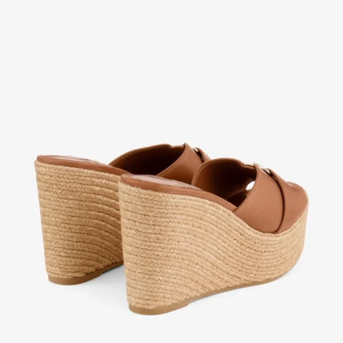 Leda Wedge 100 Mule mit Keilabsatz aus hellbraunem Nappaleder