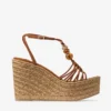 Lemi Wedge 100 Tan Mix Wildleder-Keilsandalen mit Perlen