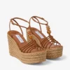 Lemi Wedge 100 Tan Mix Wildleder-Keilsandalen mit Perlen