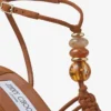 Lemi Wedge 100 Tan Mix Wildleder-Keilsandalen mit Perlen