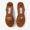 Lemi Wedge 100 Tan Mix Wildleder-Keilsandalen mit Perlen
