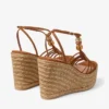 Lemi Wedge 100 Tan Mix Wildleder-Keilsandalen mit Perlen