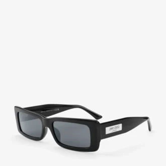 Lennon Schwarze rechteckige Sonnenbrille