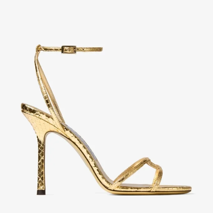 Leo 100 Gold Sandale aus Candy-Wrap-Leder