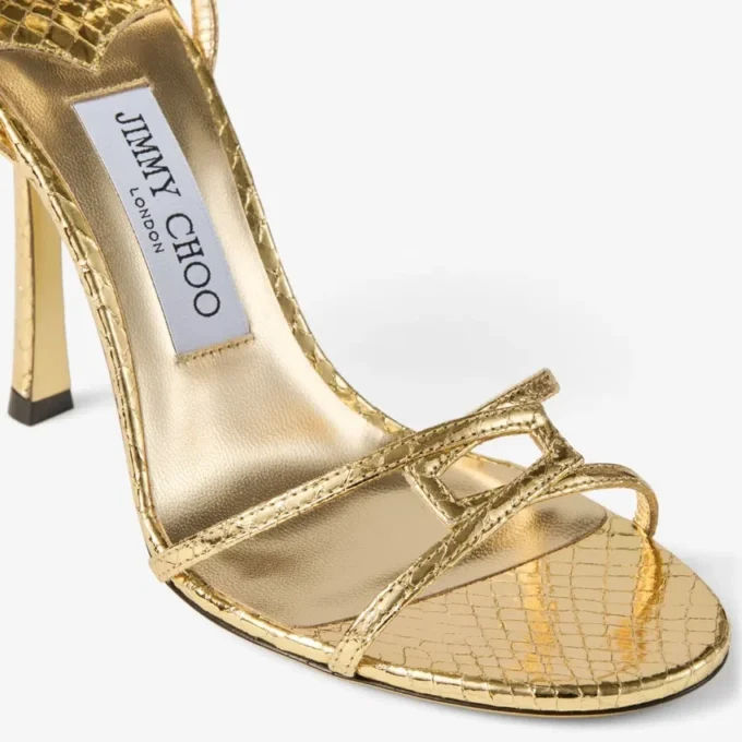 Leo 100 Gold Sandale aus Candy-Wrap-Leder