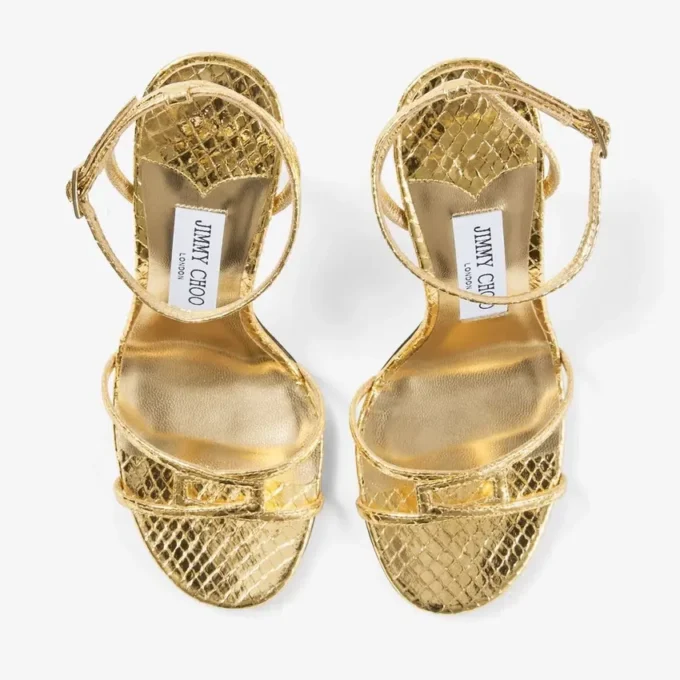 Leo 100 Gold Sandale aus Candy-Wrap-Leder