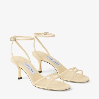 Leo 65 Buttermilk Sandale aus bedrucktem Elaphe-Leder