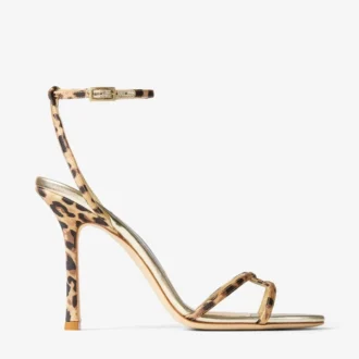 Leo-Sandale aus Grosgrain mit Leopardenmuster