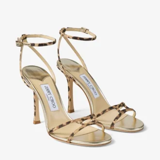 Leo-Sandale aus Grosgrain mit Leopardenmuster