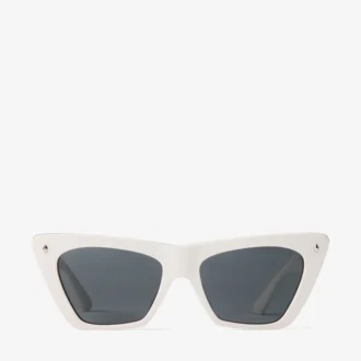 Lou Sonnenbrille im Cat-Eye-Stil aus milchfarbenem und grauem Acetat