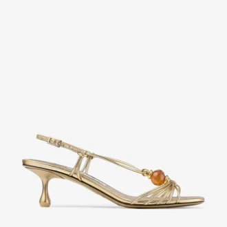 Lova 50 Sandalen aus goldmetallischem Nappaleder mit Perlen