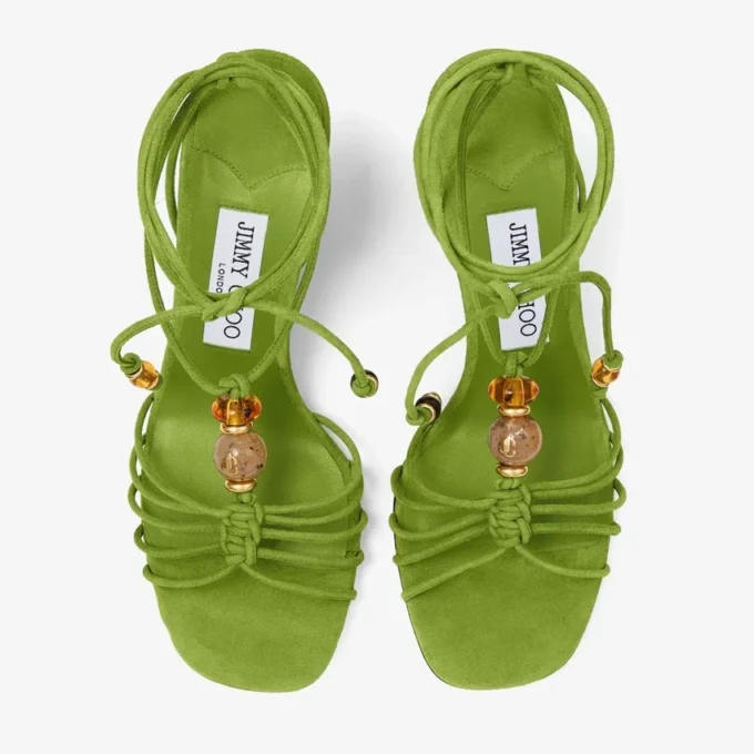 Lova Wedge 85 Keilabsatzsandalen aus Clover-Mix-Wildleder mit Perlen