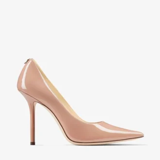 Love 100 Pumps aus lackiertem Leder in Ballet-Pink mit spitzer Zehenpartie und JC-Emblem