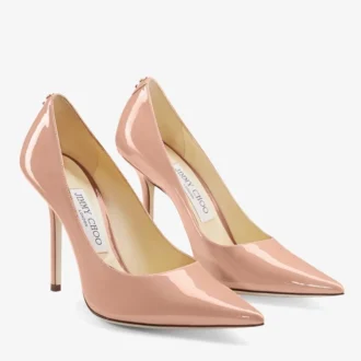 Love 100 Pumps aus lackiertem Leder in Ballet-Pink mit spitzer Zehenpartie und JC-Emblem