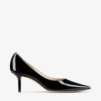 Love 65 Pumps aus schwarzem Lackleder mit JC-Emblem