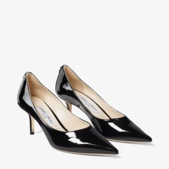 Love 65 Pumps aus schwarzem Lackleder mit JC-Emblem